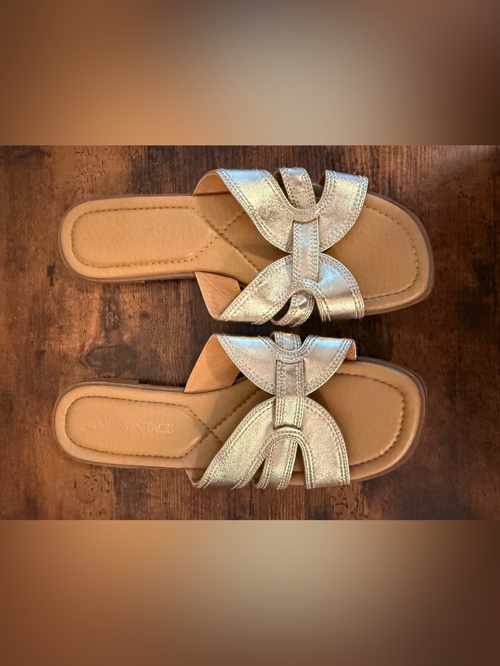 Crown Vintage Metallic Gold Knotted Slide Sandals